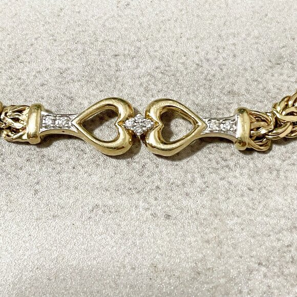 14K Yellow Gold and Diamonds AK Atasay Kuyumculuk 8" Byzantine Bracelet 7.58 gms - Picture 2 of 12